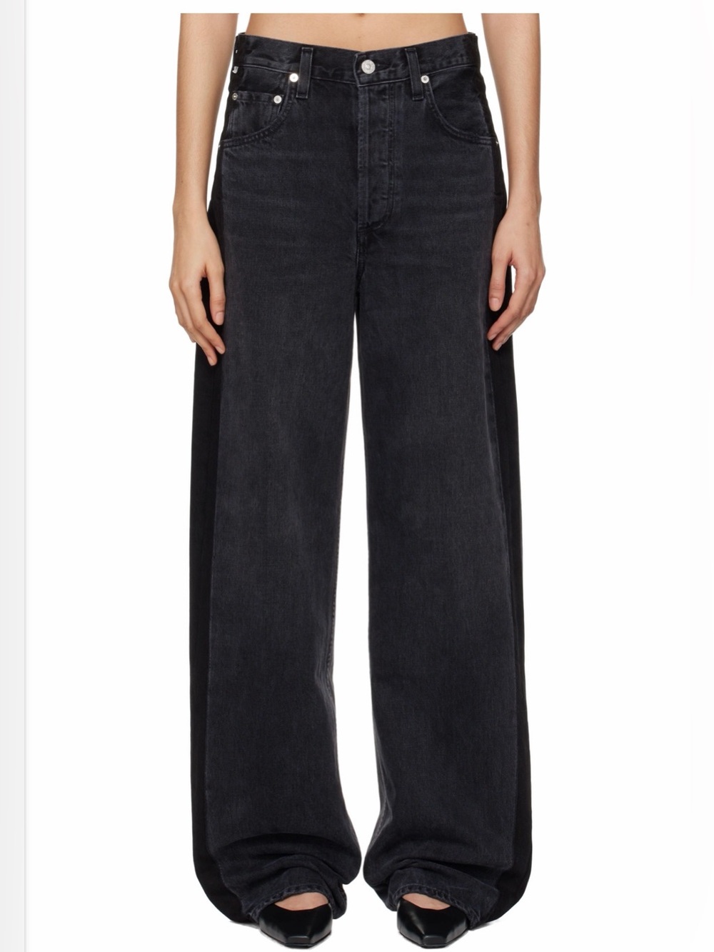 Citizens of Humanity Black Ayla Baggy Tuxedo Stripe Jeans